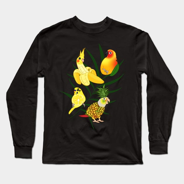 aesthetic birb fruit doodles Long Sleeve T-Shirt by FandomizedRose